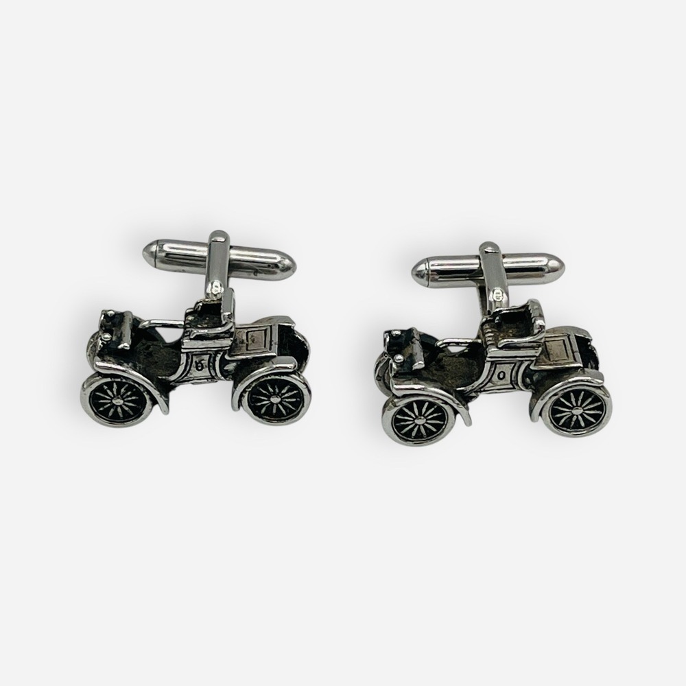 Vintage‎ Ford Model T Car Cufflinks Antique Silver Cuff Links Coach Carriage